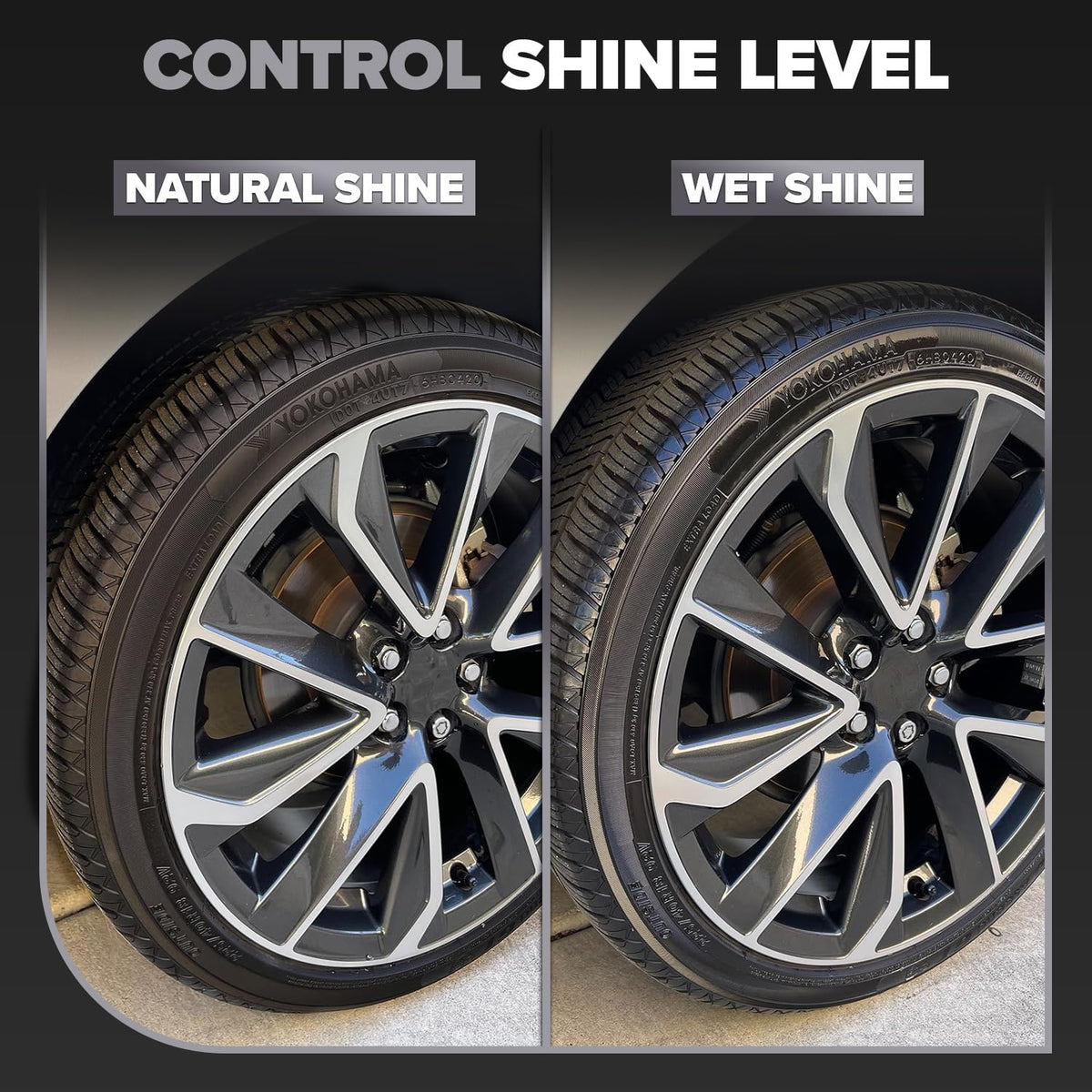 Carfidant Tire Shine Spray - Black Satin Finish - Premium Car Tire Dressing - 18 fl. Oz. Kit with Applicator Pad - Long Lasting - No Sling No Grease Formula with UV Protection