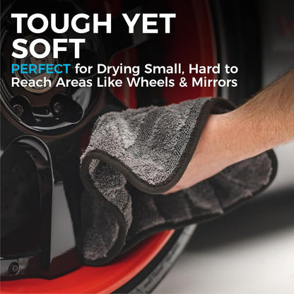 The Rag Company Gauntlet Car Drying Towel, Ultra-Absorbent 70/30 Blend Korean Microfiber, Dries Vehicles Faster Without Scratching, 900 GSM, 30x36 Inches, Ice Grey/Grey, 1-Pack