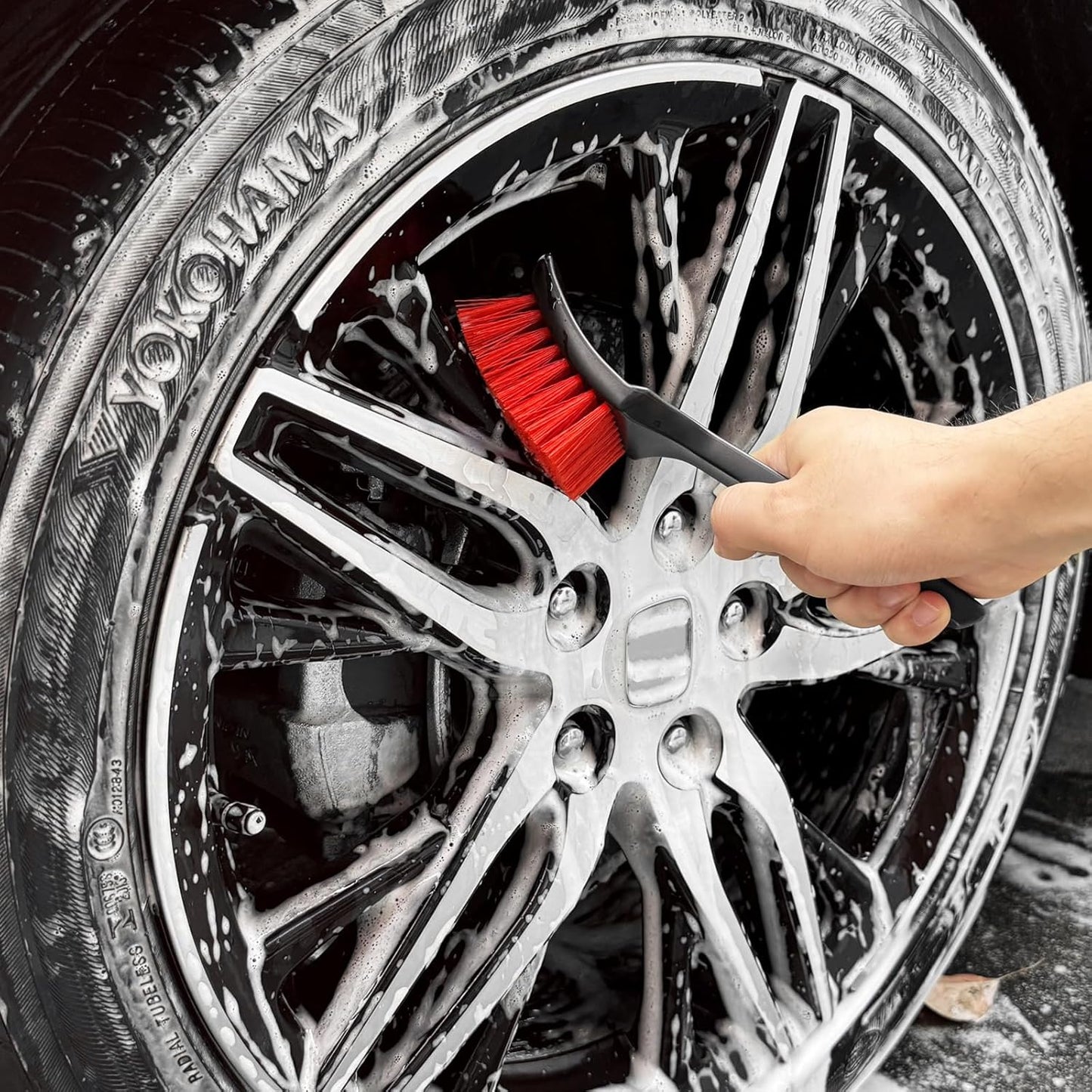 Wheel Brush, Wheel & Rim Cleaner Brush, Tire Brush, Wheel Cleaning Brush, Bendable & Durable Car Wheel Brush Set, Car Detailing Brushes, Wheel Brushes for Cleaning Wheels