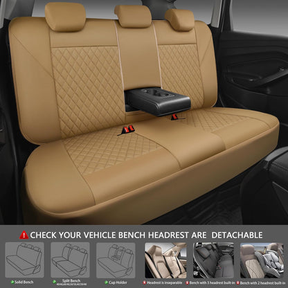 CAR PASS Quilting Leather Seat Cover Two Front Seats Only, Universal Fit Automotive Front Seat Covers Waterproof Deluxe PU Premium Vinyl Luxury for Cars Sedan Van SUV Airbag Compatible 2 Pieces,Black