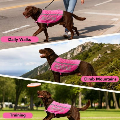 Pink Reflective Dog Vest for Large Breeds,High Visibility Dog Safety Vest Harness with Removable Bell Keep Safe from Hunting, Training & Cars Accidents