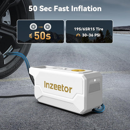 150 PSI Tire Inflator Portable Air Compressor, 12V DC Auto Shutoff Air Pump with Digital Pressure Gauge and Emergency LED Light for Car Tires, Bicycle & Balloons, Black
