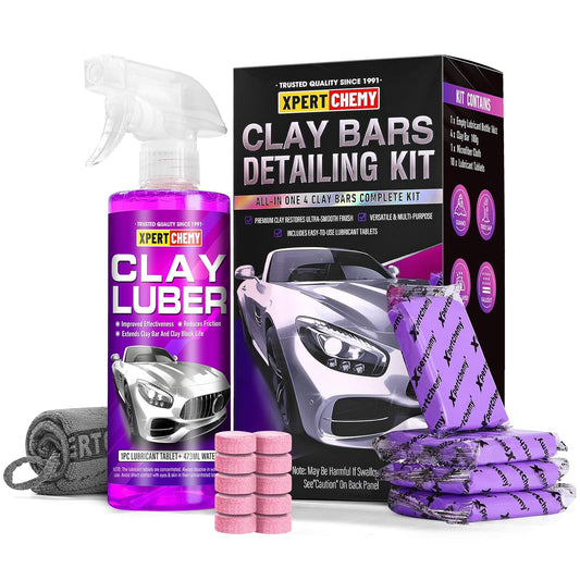 Car Clay Bars Auto Detailing 4 Pack 400g(4x100g) and Clay bar Lubricant Tablets 10 Pack(1pcs=16 oz) Clay bar kit, Spray Bottle and Microfiber Towel for Car Detailing