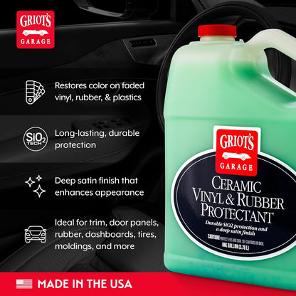Griot's Garage Ceramic Vinyl and Rubber Protectant for Car Detailing, Restorer and Protectant for Dashboards, Door Panels, Tires, Exterior Trim, Moldings, and More, 10821, 22oz