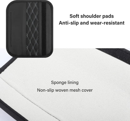2PCS Car Seat Belt Cover Pads,Leather Seatbelt Covers Protect Shoulder and Neck Car Accessories Interior,Universal Car Seat Strap Pads Car Decorations for Most Cars Trucks (Black/Red)