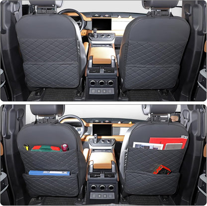 TAIKOO Seat Back Protector + Large Capacity Pocket Storage Organizer,Preventing the Impact of Children Stepping on the Seat Backrest (Black)