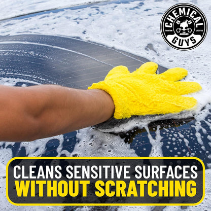 Chemical Guys MIC510 The Stranger Helpful Handy Car Wash Mitt - Yellow, Microfiber Towels for Detailing, Holds Tons of Soapy Suds, Flexible - Perfect for Car Cleaning