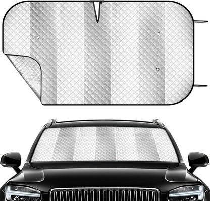 Iridescent Sun Shade for Car Windshield, Foldable Universal Car Windshield Upgrade Sunshade Enhanced UV Rays Reflective Sun Visor Shade Keeps Vehicle Cool