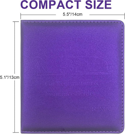 Car Registration and Insurance Card Holder - Leather Vehicle Glove Box Automobile Documents Paperwork Wallet Case Organizer for ID, Driver's License, Key, Cards - Car Accessories for Women&Men