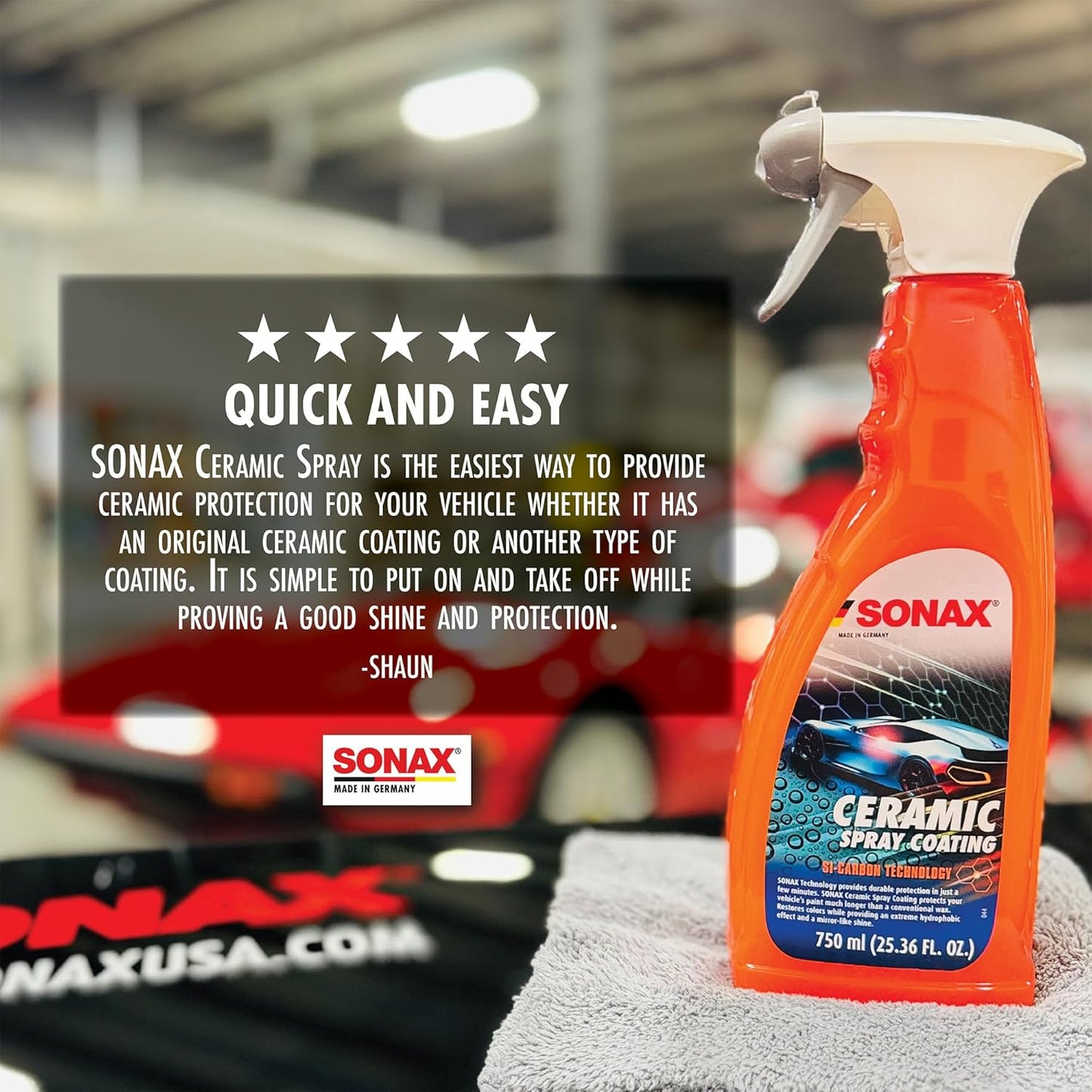 SONAX Ceramic Spray Coating 257400 | Durable Ceramic Technology for High Gloss & Protection | Hydrophobic for All Paint Surfaces | Easy to Apply | Long Lasting Shine & Water Repellent Finish | 750ml