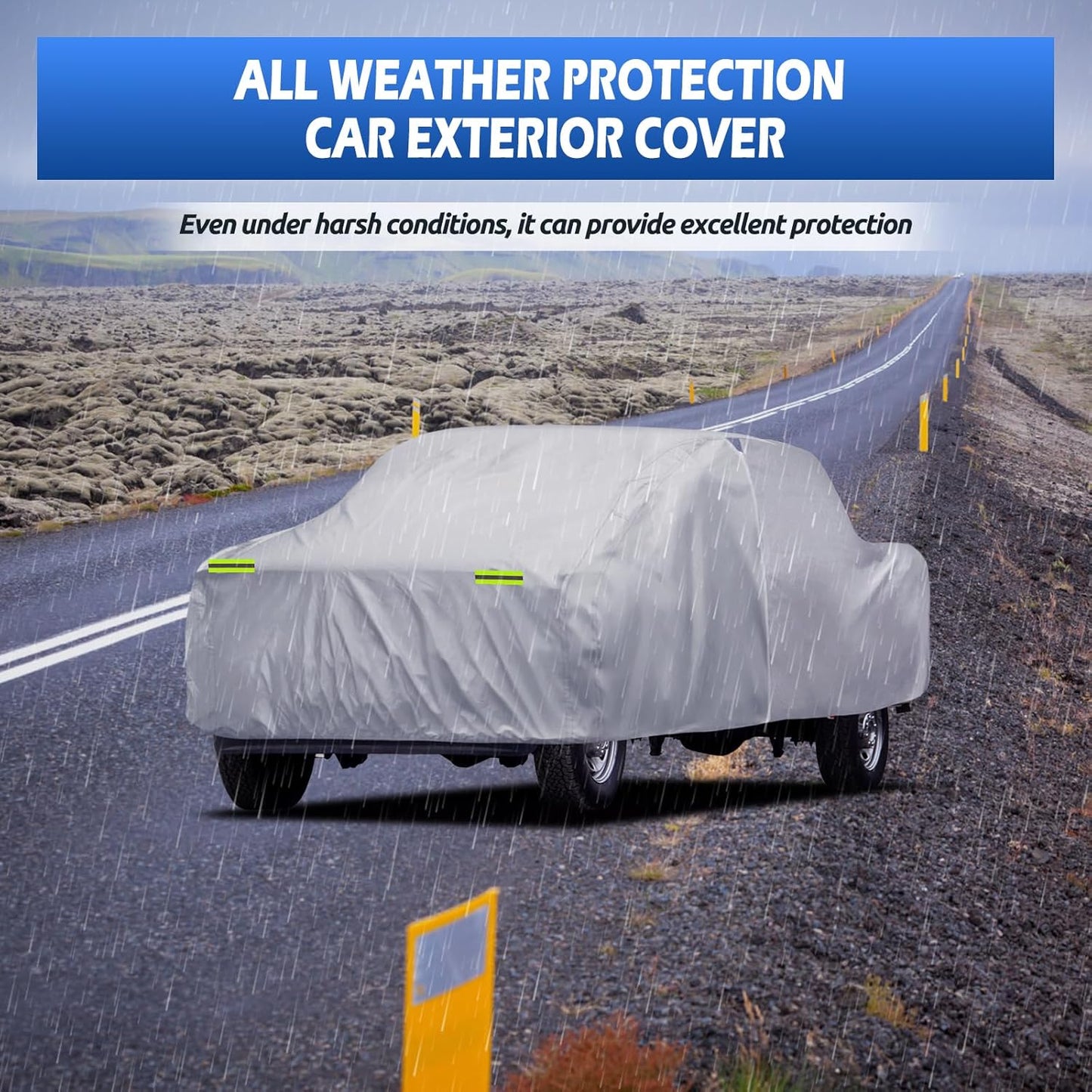 6 Layers Car Cover Waterproof All Weather for Automobiles, Size A3 with Zipper Cotton Fit for Toyota Camry, Honda Accord, Ford Mustang, Chevy Camaro/Malibu,Kia Optima/K5 (187-198 inch)
