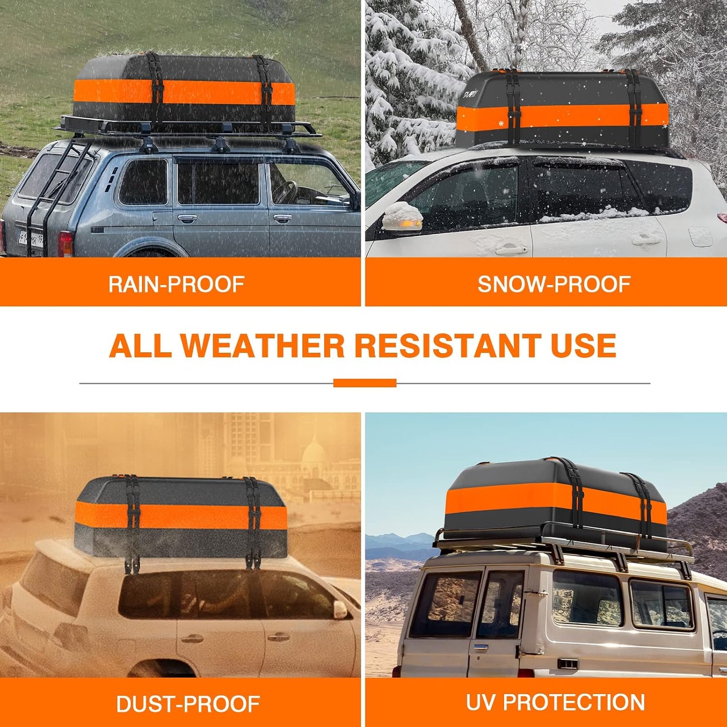 APTY 21 Cubic Feet Car Rooftop Cargo Bag Carrier, Soft Roof Top Luggage Bag for All Vechicles with/Without Racks - with Waterproof Zip, Luggage Lock, Anti-Slip Mat, Storage Bag, Door Hooks, Blue