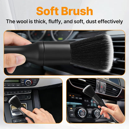 8 Pcs Car Detailing Brush Set, Soft Bristle Cleaning Brushes for Interior and Exterior Care, 4 Versatile Brushes Designed for Dashboards, Vents, Wheels, Tires, and Precision Detailing