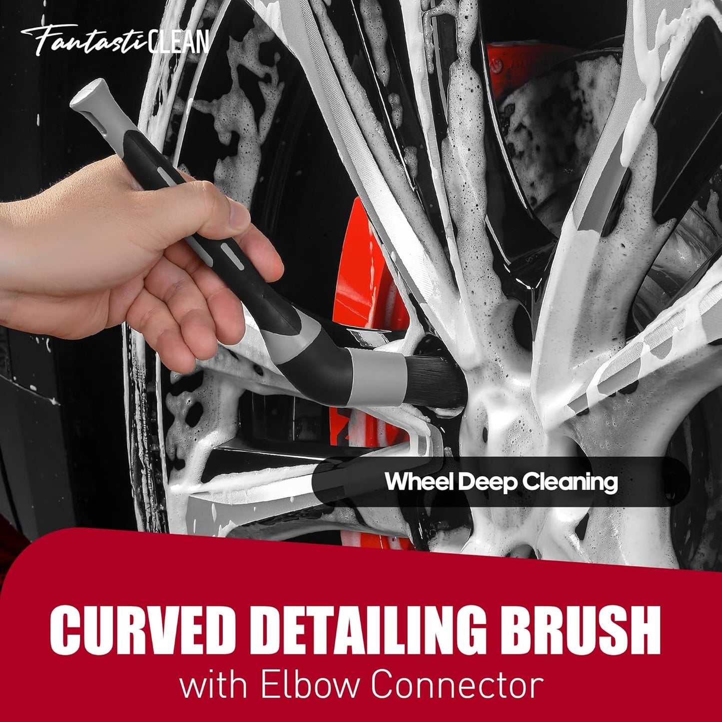 Fantasticlean 7PCS Car Wheel Brush Kit, Tire Brush for Car Owners & Auto Detailers, Soft-bristled Rim Brush, Flat Wheel Brush, Double-Ended Detailing Brush and Pads for Home Shop, Cars Trucks RVs