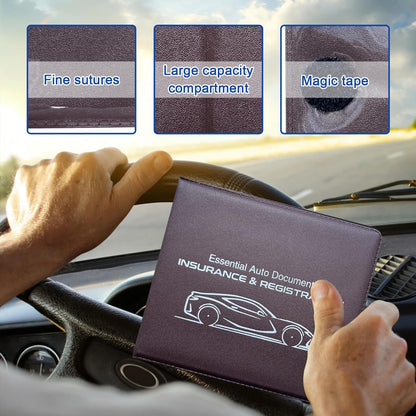 Ziciner Car Registration Insurance Holder, 2Pack Essential Auto Card Document Glove Box Organizer with Touch Fastener, Vehicle Interior Accessories Perfect for Most Car, Truck, SUV (Red/Small Car)