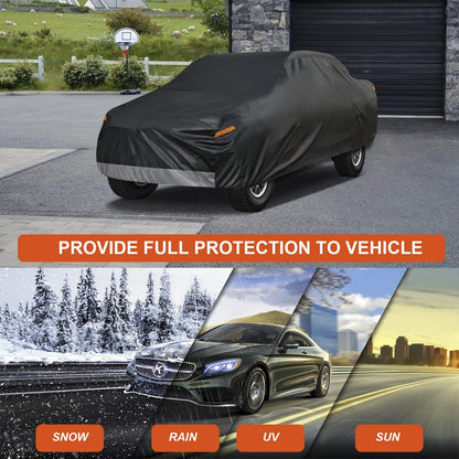 Kayme Sedan Car Cover Waterproof All Weather for Automobiles - See Vehicle Size Chart for Accurate Fit - Outdoor Full Exterior Cover Sun Rain Snow UV Protection with Zipper. Size A4 (See Size Chart)