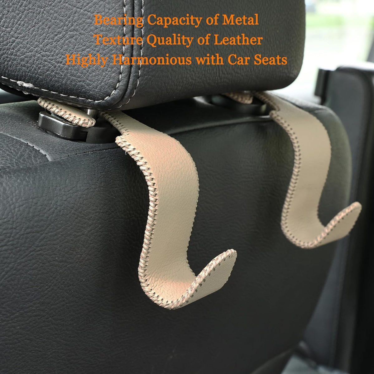 Amooca 4-Pack Car Headrest Hooks Vehicle Storage Organizer for Purses Handbags Groceries Backpack Coats –Holds 55lbs 360° Rotating Black