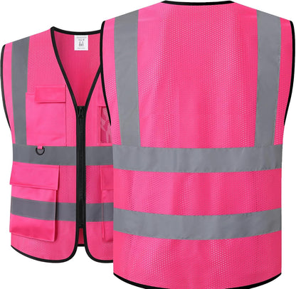 Safety Vest for Men Women Hi Vis Vest with Pockets Mesh High Visibility Vests Meets ANSI/ISEA Standards