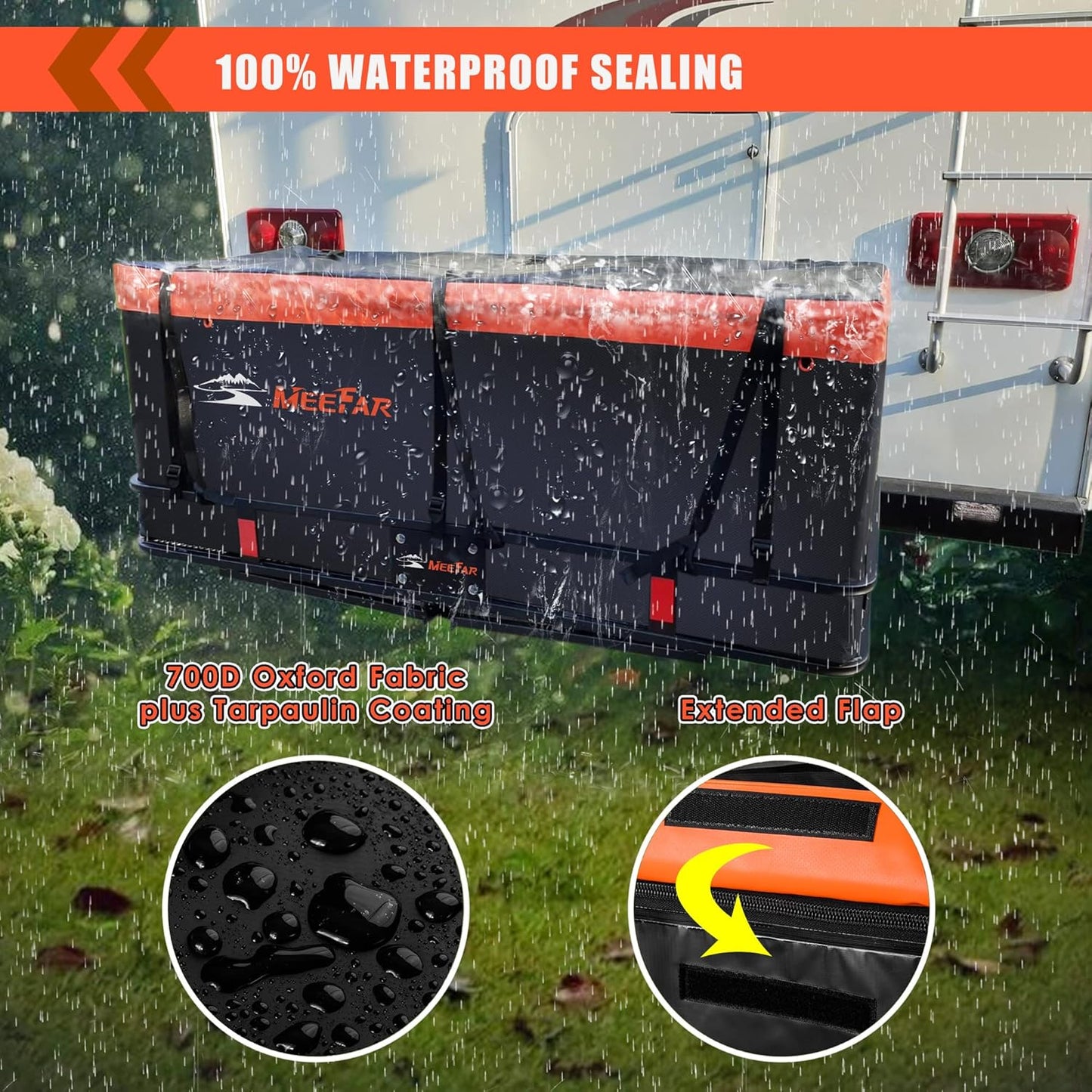 MeeFar Rooftop Cargo Carrier Car Roof Bag 21 Cubic Feet 100% Waterproof Car Top Carrier, Fits All Vehicle with/Without Rack,Include Anti-Slip Mat,10 Reinforced Straps,6 Door Hooks,Luggage Lock