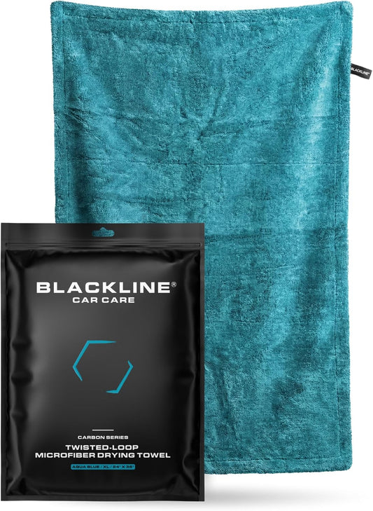 Blackline 24"x36" Twisted-Loop Car Drying Towel, 1300GSM, Streak Free, Lint Free, Reusable - Car Accessories, Microfiber Cleaning Cloth for Car, Truck, SUV - One Pass is All You Need