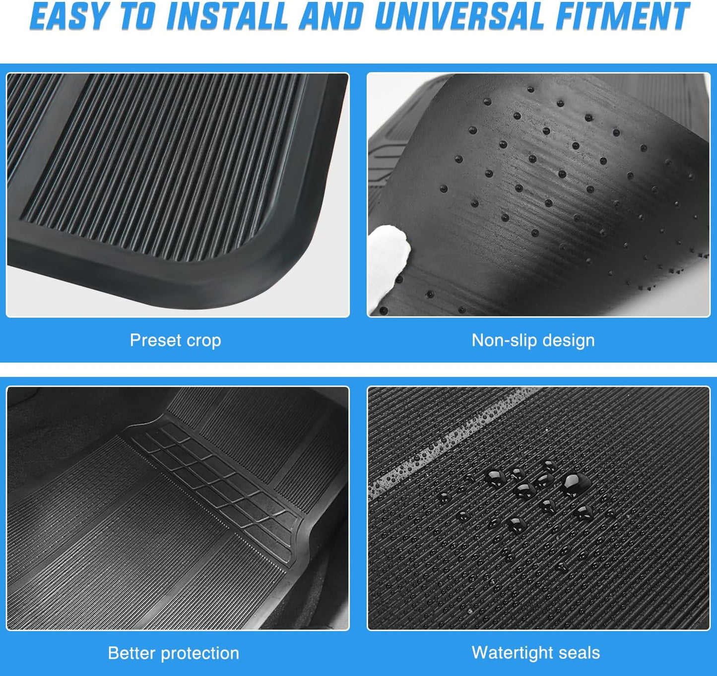 Nilight Rubber Cargo Mats for Cars Trucks SUVs,Universal Trim to fit for Most Vehicles,All Weather Protection Heavy Duty Cargo Liners