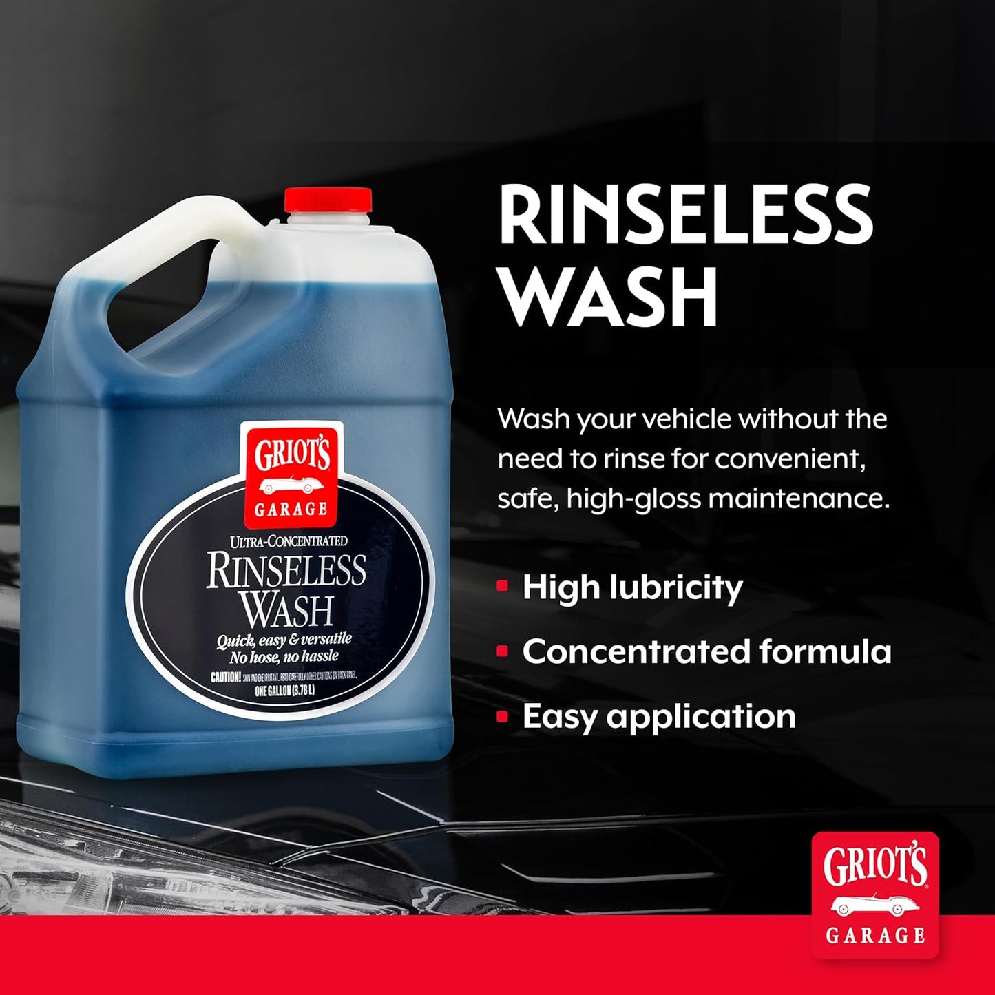 Griot's Garage Rinseless Wash for Car Cleaning and Detailing, No-Rinse Vehicle Washing, Dilutes Into Detailer, Clay Bar Lubricant, 10479, 35oz