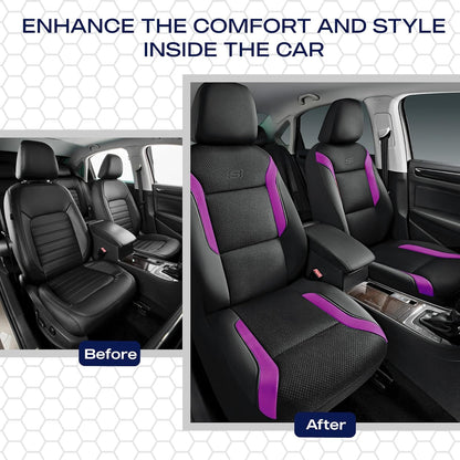 Skechers Memory Foam Seat Covers, Air Cool Mesh Thick Car Seat Covers, Car Seat Covers Front Seats Airbag Compatible, Universal Automotive Comfort for Most Cars, Vans, Trucks, SUV,Black