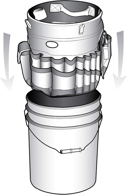 Bucket Boss Auto Boss Wash Boss Organizer for a 5 Gallon Bucket, with Fast-Drying, Exterior Mesh Pockets for Car Supplies, Allowing for Soap and Water in the Bucket, in Black, AB30060