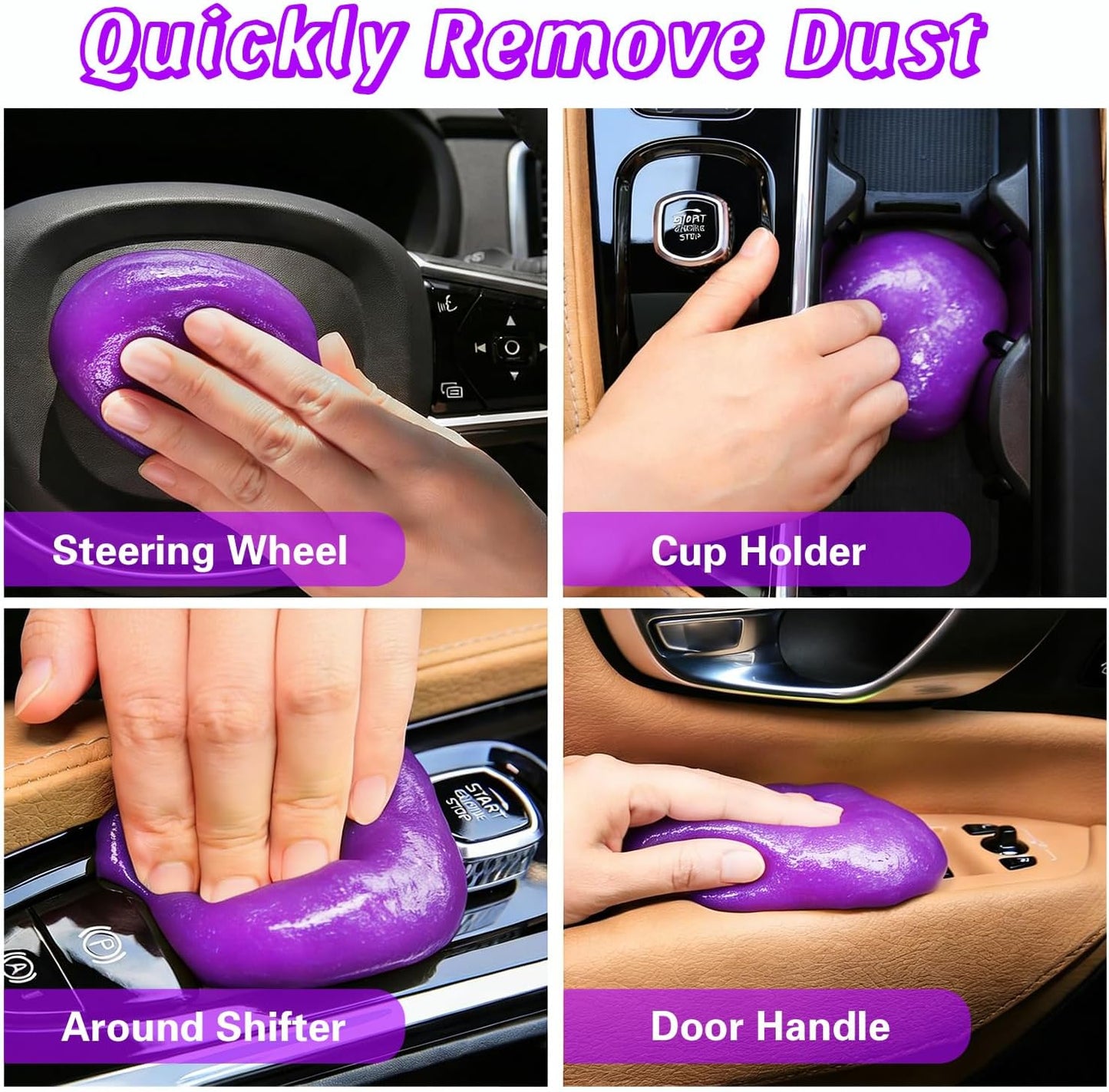 2-Pack Car Cleaning Gel, Universal Interior Detailing Putty Slime, Dust Remover for Car Vents, Dashboard & Keyboard, Ideal Gift for Men & Women