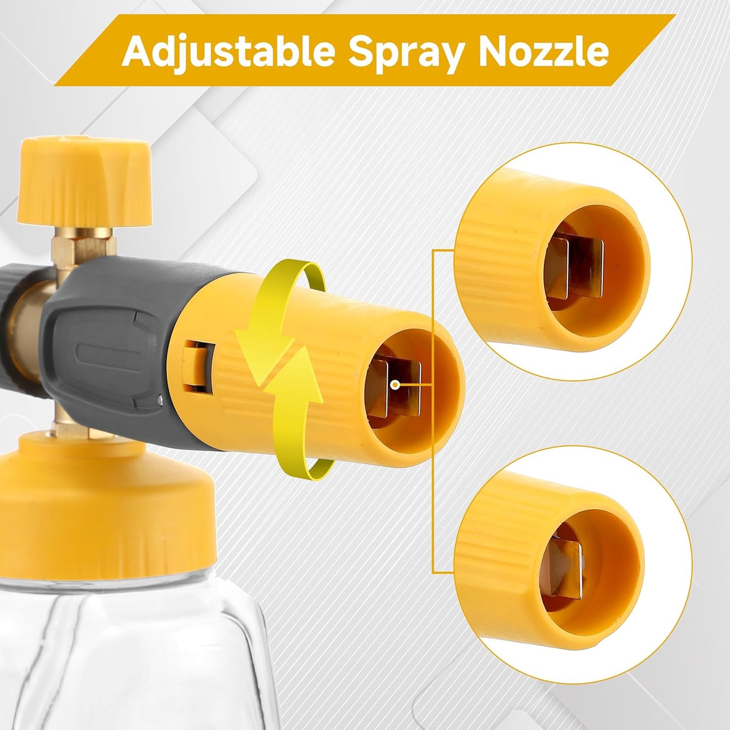 Pressure Washer Foam Cannon Gun Kit with Dual Connector Accessory, Foam Blaster for Car Washing, Double Tip Attachment & 5 Nozzle Tips, 1/4" Quick Connect, 4000 PSI