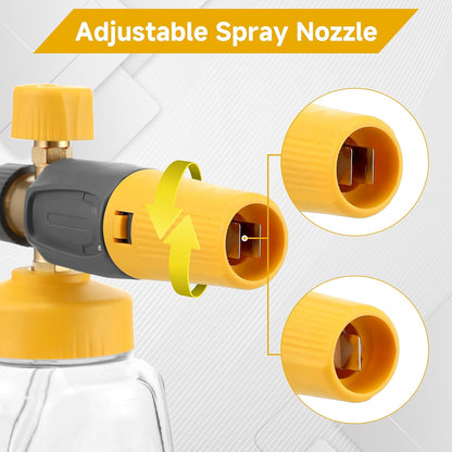 Pressure Washer Foam Cannon Gun Kit with Dual Connector Accessory, Foam Blaster for Car Washing, Double Tip Attachment & 5 Nozzle Tips, 1/4" Quick Connect, 4000 PSI