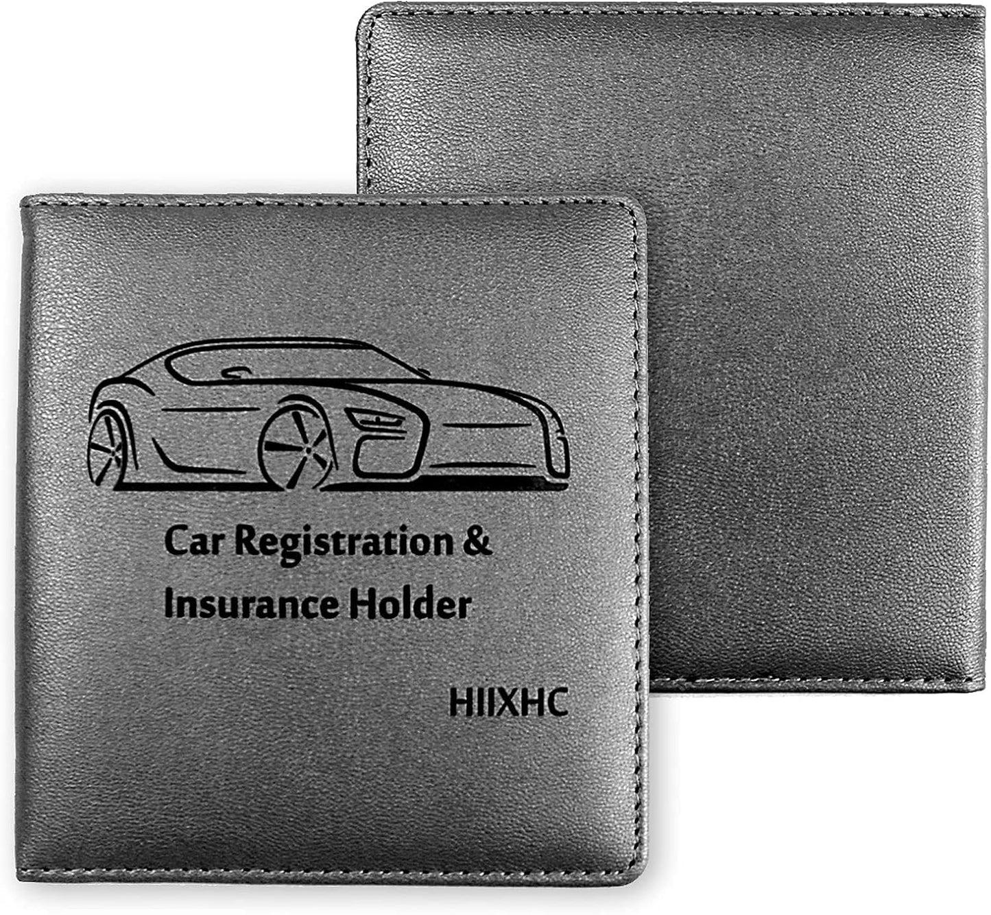Car Registration and Insurance Card Holder - Leather Vehicle Glove Box Automobile Documents Paperwork Wallet Case Organizer for ID, Driver's License, Key, Cards - Car Accessories for Women&Men