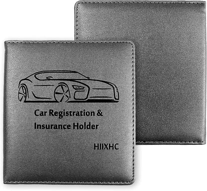 Car Registration and Insurance Card Holder - Leather Vehicle Glove Box Automobile Documents Paperwork Wallet Case Organizer for ID, Driver's License, Key, Cards - Car Accessories for Women&Men