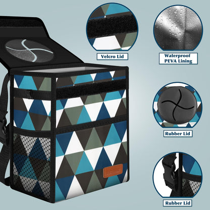 Femuar Leak Proof Car Trash Can with Lid - Waterproof Automotive Garbage Bin for SUVs, Collapsible and Portable Car Trash Bag, Black