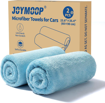 JOYMOOP Microfiber Towels for Cars, 2 Pack 35.4" x 23.6" Car Drying Towel, Dark Gray Reusable Car Towel, Quick Drying Car Microfiber Cleaning Cloth for RVs, SUVs, Trucks