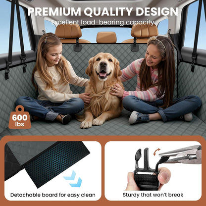 A-Pce 600D Heavy Duty Dog Car Seat Cover for Back Seat, 2026 Upgraded | Hard Bottom Back Seat Extender for Pets- Holds 600lbs, Waterproof Scratch Proof Nonslip Dog Hammock for Cars Trucks and SUVs