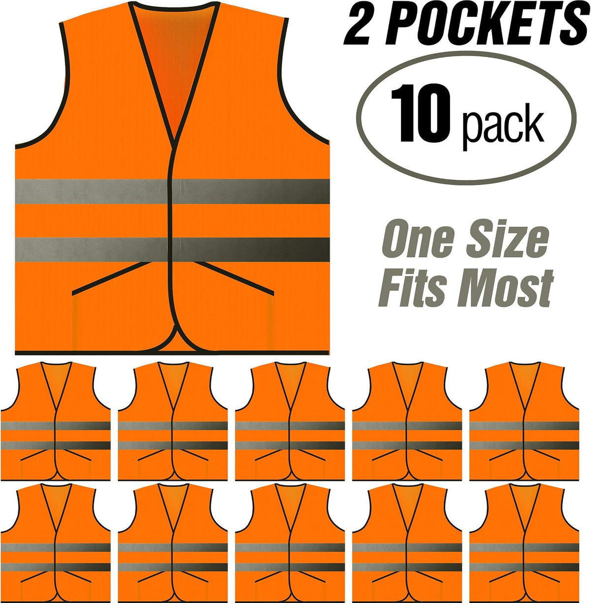 PeerBasics Pocket Safety Vest Bulk Pack Reflective High Visibility Men Women