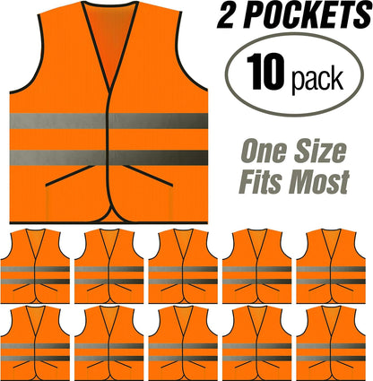 PeerBasics Pocket Safety Vest Bulk Pack Reflective High Visibility Men Women