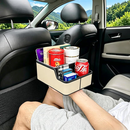 Car Storage Organizer Between Seats,Center Console Armrest Storage Box Back Seat Organizer with Small Compartment Car Interior Storage Box,Cup Holder Tray with Non-slip Mat(Black)