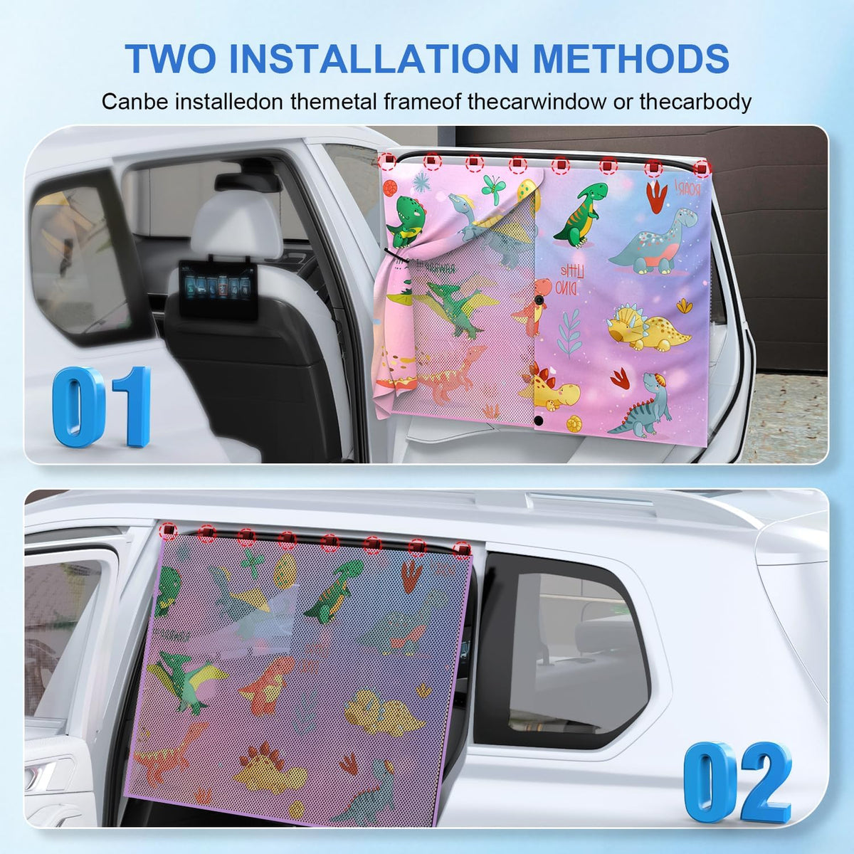 Car Window Shades, [Upgraded] 8 Strong Magnets Magnetic Side Window Sun Shade [2 Pack] - Dual Layer UV Ray Protection Car Sunshade for Baby, Kids & Pets - Universal Fit for SUV, Sedan & Trucks