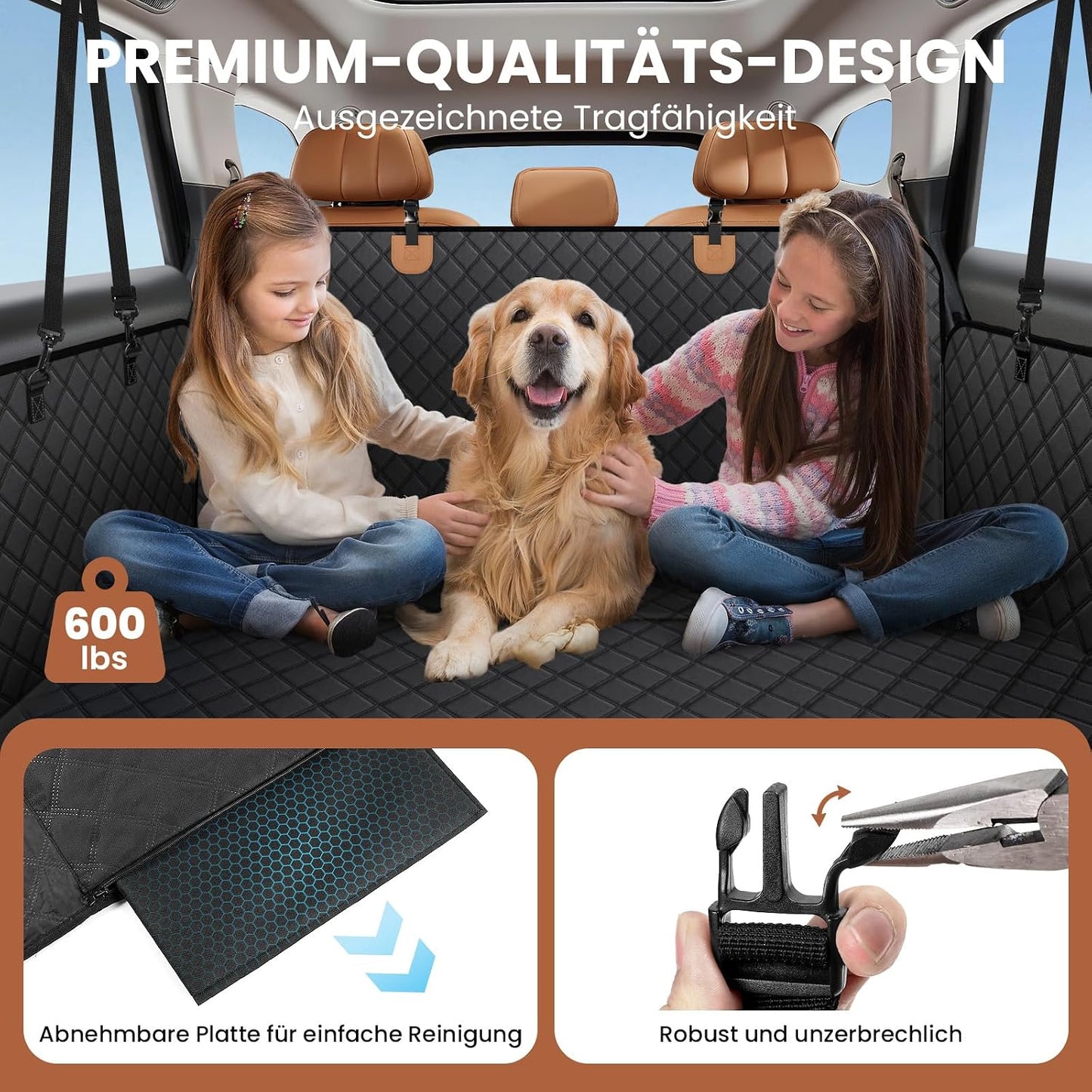 A-Pce 600D Heavy Duty Dog Car Seat Cover for Back Seat, 2026 Upgraded | Hard Bottom Back Seat Extender for Pets- Holds 600lbs, Waterproof Scratch Proof Nonslip Dog Hammock for Cars Trucks and SUVs
