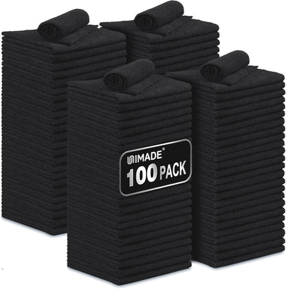 UNIMADE Microfiber Cleaning Cloth, 100 Pack Microfiber Towels for Cars Commercial Grade Work Rags Bulk Detailing Cloth for Automotive Bar Mechanic Restaurant Garage Housekeeping, 11.5"x 11.5", Grey