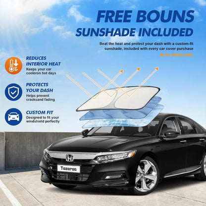 Car Cover Waterproof All-Weather,Heavy-Duty Outdoor Full Exterior Automobiles Sedan/Coupe (Length 186-193 inch) with Windshield Sun Shade Universal Fit Toyota Camry, Tesla Model 3, Accord etc