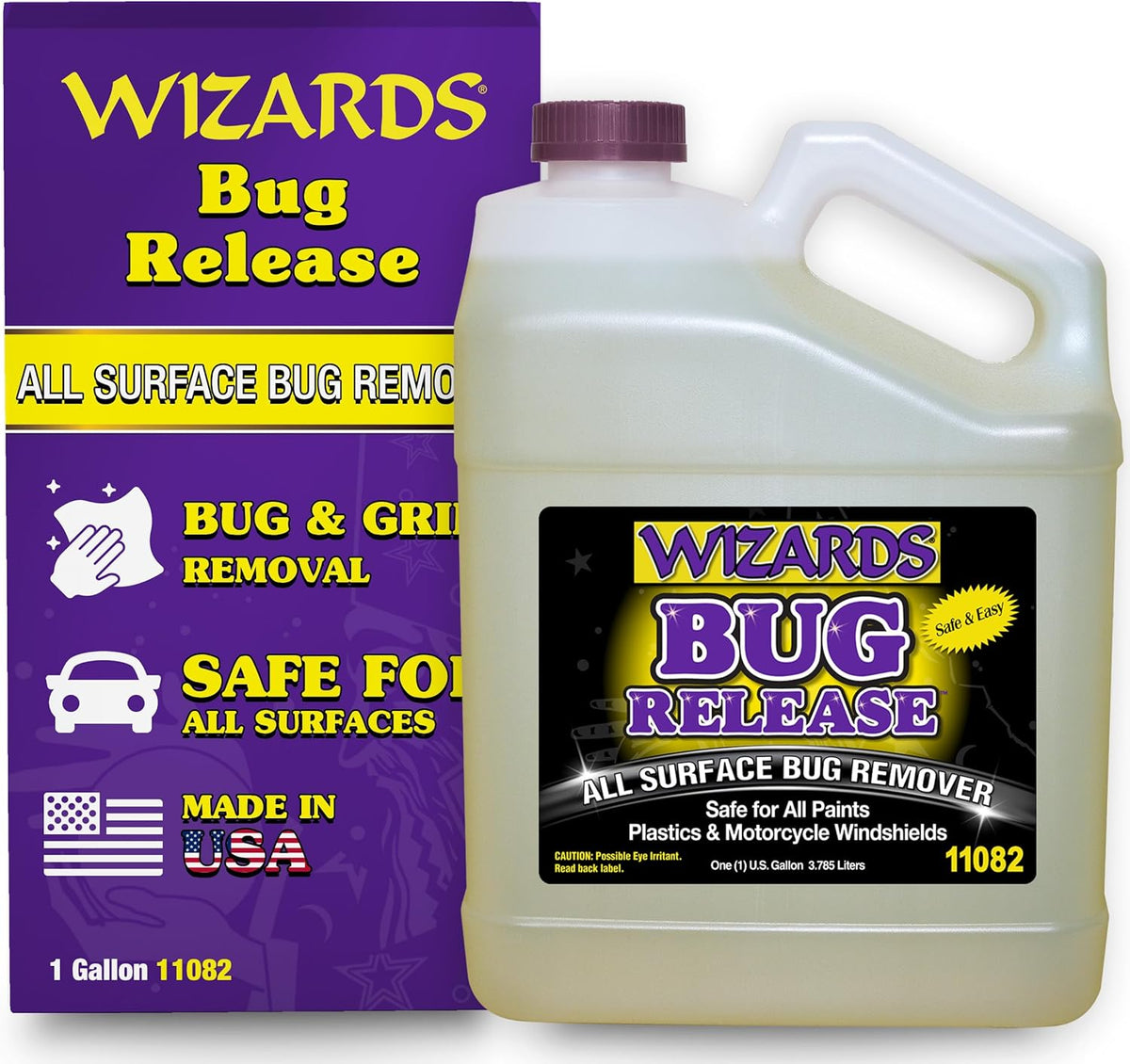 Wizards Bug Release - All Surface Bug Remover and Wash for All Vehicles - Softens and Neutralizes Acidic Bug Protein - Doubles as Spot Cleaner and Pre-Soak Car Cleaner - 22 Fl Oz