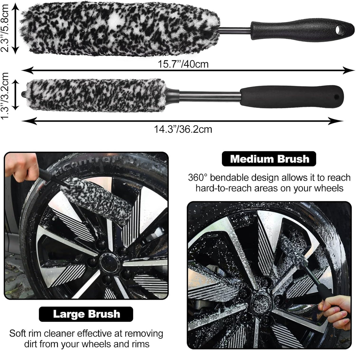 10Pcs Wheel Brush Kit for Cleaning Wheel and Tire, Wheel and Rim Brush, Car Detailing Brushes, Tire Brush, Bendable & Durable Car Wheel Rim Cleaner Brush Set,Car Cleaning Brush Supplies Kit