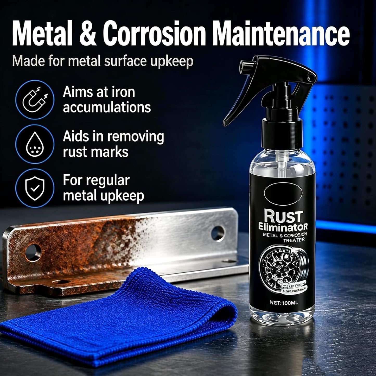 Iron Eraser Rust Remover Spray – Fast Acting Rust & Brake Dust Remover for Car Wheels & Paint. Professional Automotive Surface Cleaning