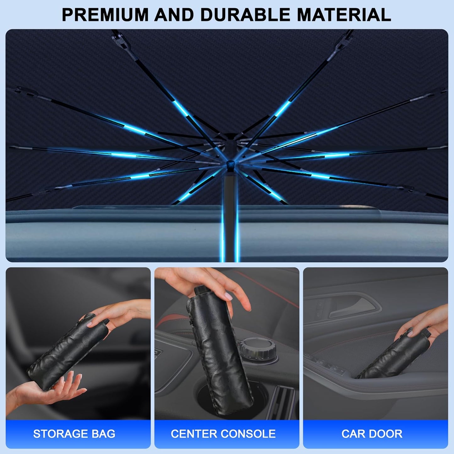 Econour Windshields Sun Shade for Car | Medium Foldable Car Sunshade & Window Tint | UV & Heat Protection Front Window Sun Shield, Keeps Interior Cool, Fits Sedans SUVs & Trucks (57” x 33”)