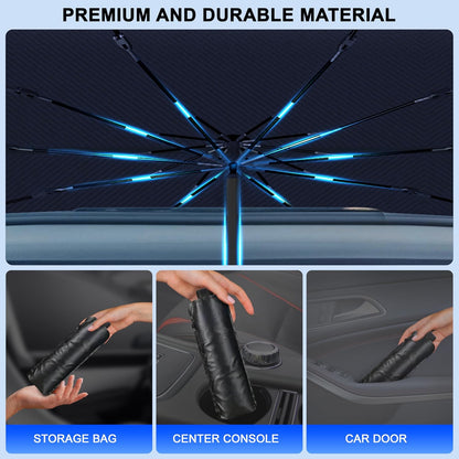 Econour Windshields Sun Shade for Car | Medium Foldable Car Sunshade & Window Tint | UV & Heat Protection Front Window Sun Shield, Keeps Interior Cool, Fits Sedans SUVs & Trucks (57” x 33”)