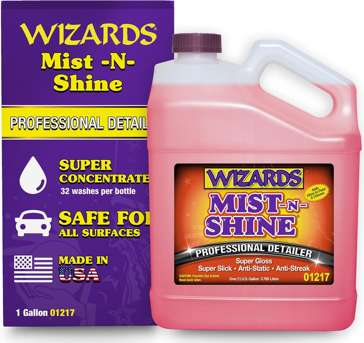 Wizards Mist-N-Shine Detail Spray - 22 Oz - Multi-Purpose High Gloss Finish Waterless Quick Detailer Spray for Glass, Chrome, Paint and Plastics - Car Exterior Cleaner for Auto Detailing Supplies