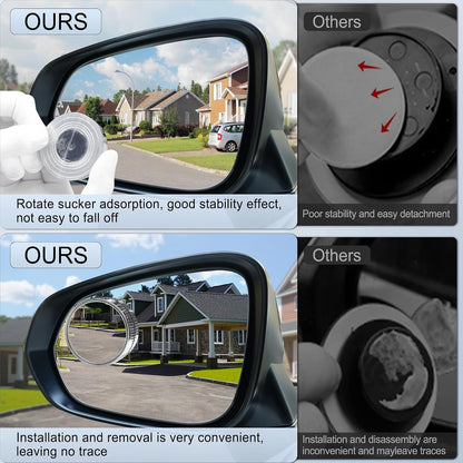 LivTee 2PCS Round Blind Spot Mirror, HD Glass and ABS Housing Convex Wide Angle Rearview Mirror with Adjustable Stick for Universal Car, Black